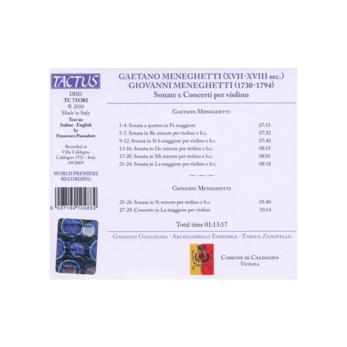 Gaetano & Giovanni Meneghetti: Sonate e Concerti per violino - slide-1