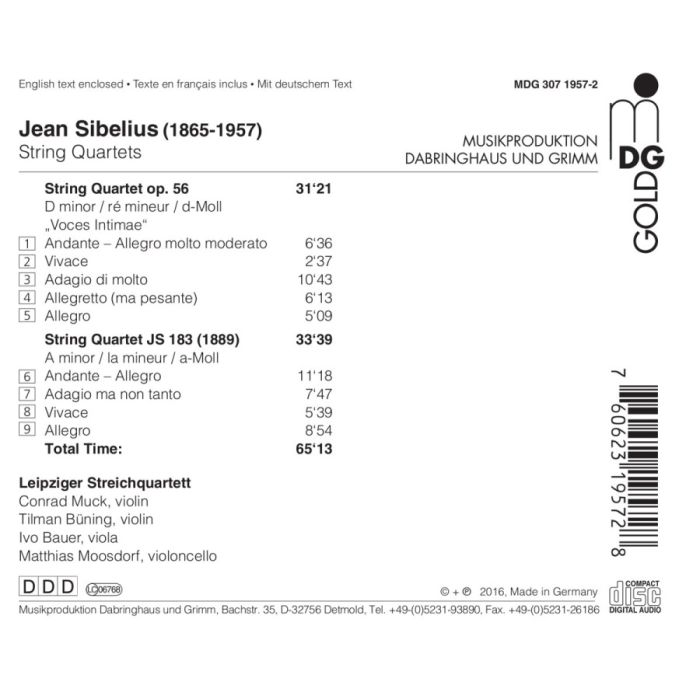 Sibelius: String Quartets op. 56 & JS 183 - slide-1