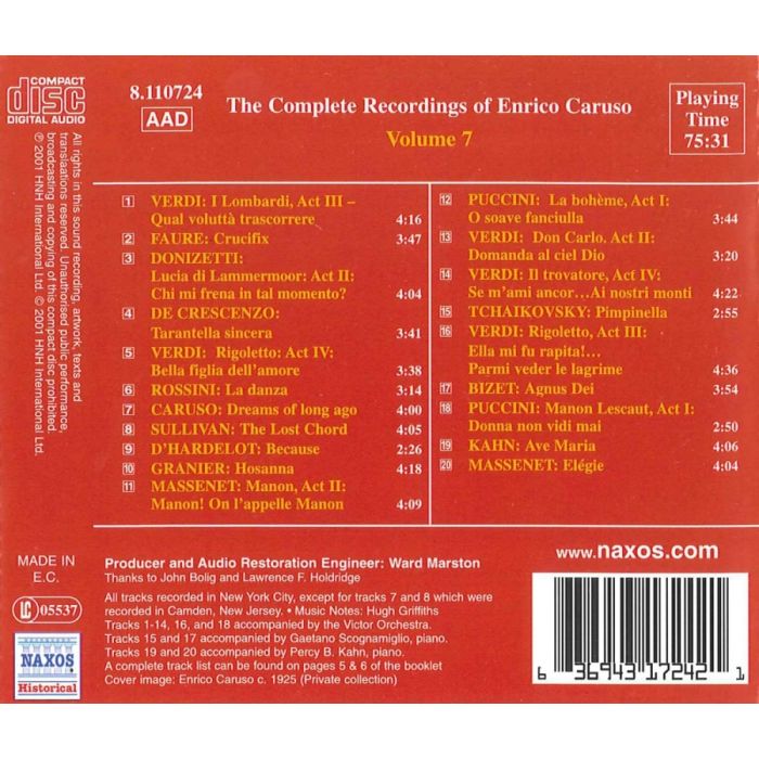 CARUSO, Enrico: Complete Recordings, Vol. 7 (1912-1913) - slide-1