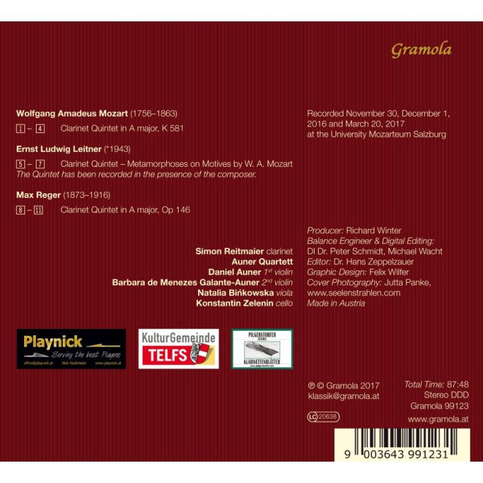 Mozart; Reger; Leitner: Clarinet Quintets - slide-1