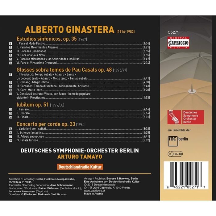 Ginastera: Concerto per corde, Estudios sinfonicos  Glosses sobra temes de Pau Casals - slide-1