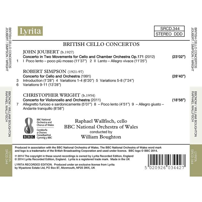 Joubert, Simpson, Wright : British Cello Concertos - slide-1