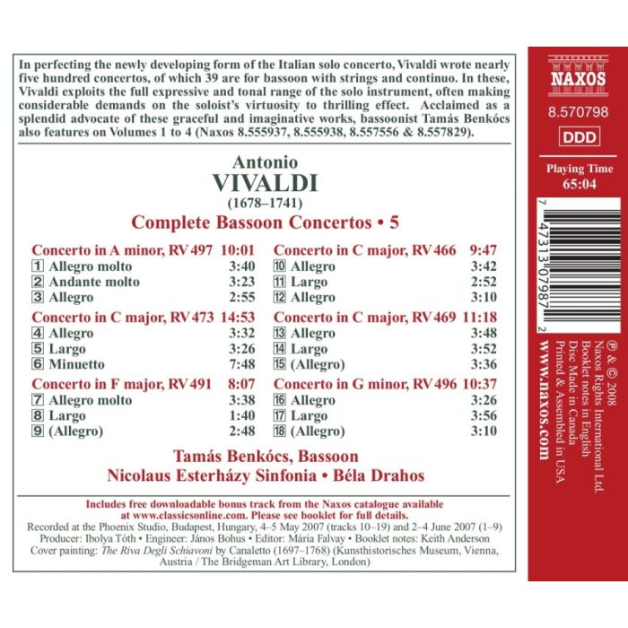 Vivaldi: Bassoon Concertos Vol. 5 - slide-1