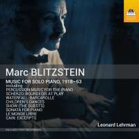 Blitzstein: Music for solo piano