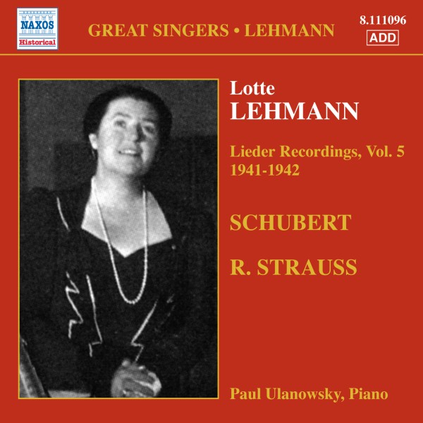 LEHMANN Lotte - Lieder Recordings Vol. 5