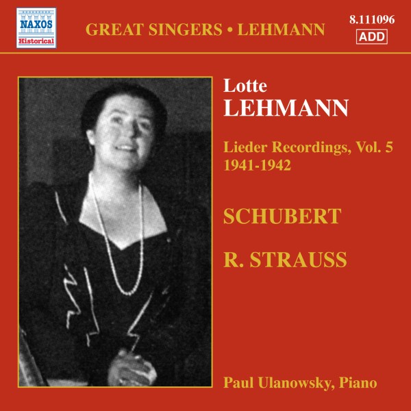 LEHMANN Lotte - Lieder Recordings Vol. 5