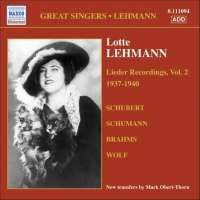 WYCOFANY   LEHMANN, Lotte: Lieder Recordings, Vol. 2 (1937-1940)