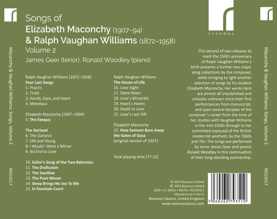 Songs of Elizabeth Maconchy & Ralph Vaughan Williams Vol. 2 - slide-1