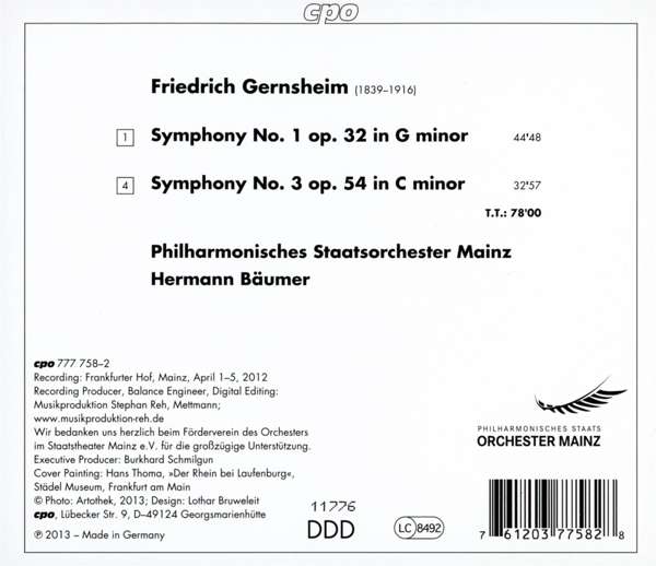 Gernsheim: Symphonies Nos. 1 & 3 - slide-1