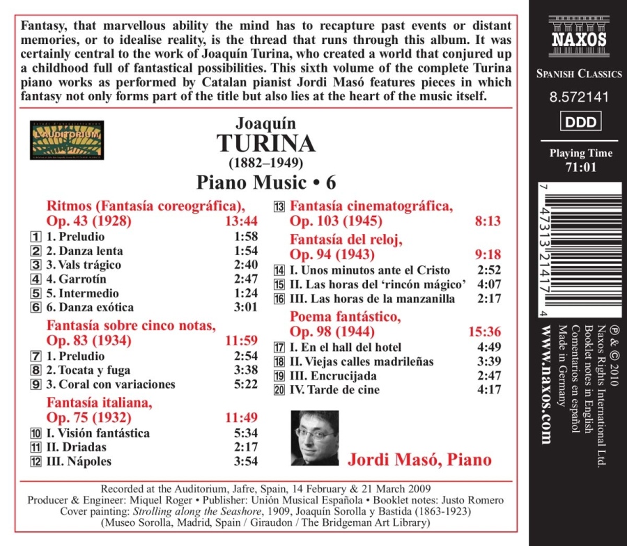 Turina: Piano Music Vol. 6 - Ritmos, Fantasía italiana, Fantasía sobre cinco notas - slide-1