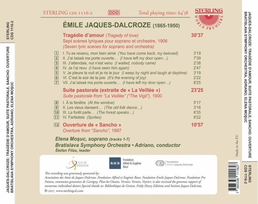 Jacques-Dalcroze: Tragédie d’amour; Suite pastorale; Ouverture - slide-1