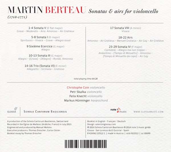 Berteau: Sonatas & Airs for Violoncello - slide-1