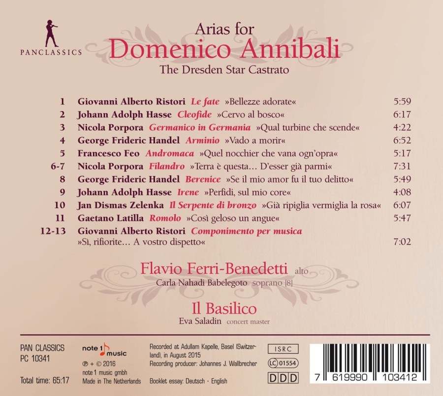 Arias for Domenico Annibali – Ristori, Hasse, Porpora, Handel, Zelenka - slide-1