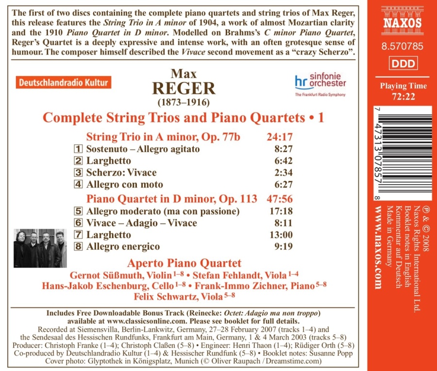 Reger: Compl. String Trios & Piano Quartets Vol.1 - slide-1
