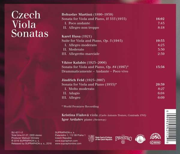 Czech Viola Sonatas - Martinů; Kalabis; Husa; Feld - slide-1