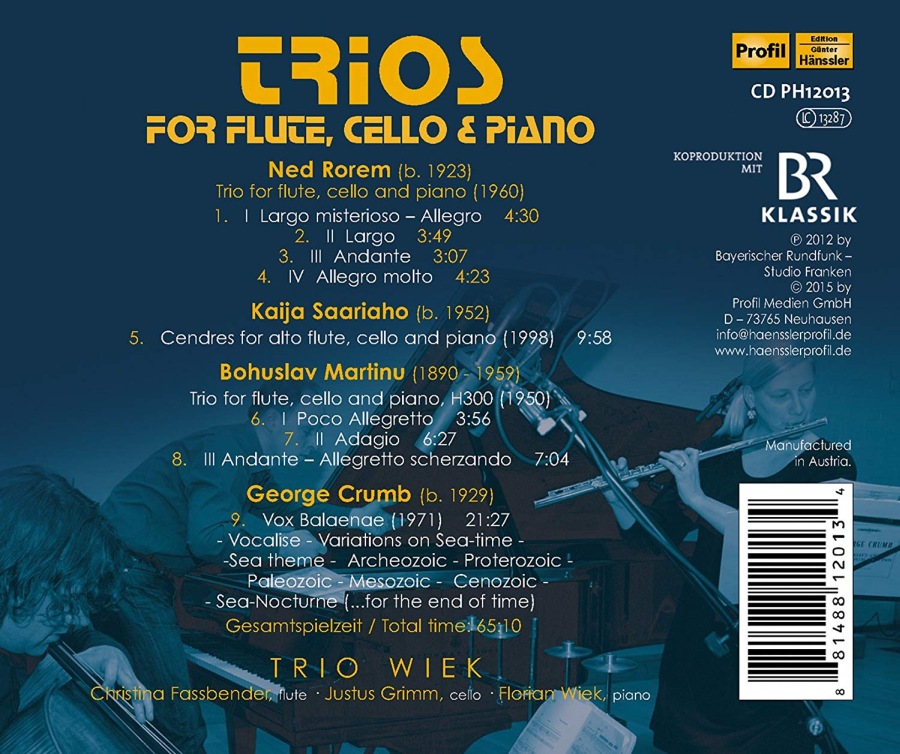 Rorem; Saariaho; Martinů; Crumb: Trios for Flute, Cello & Piano - slide-1