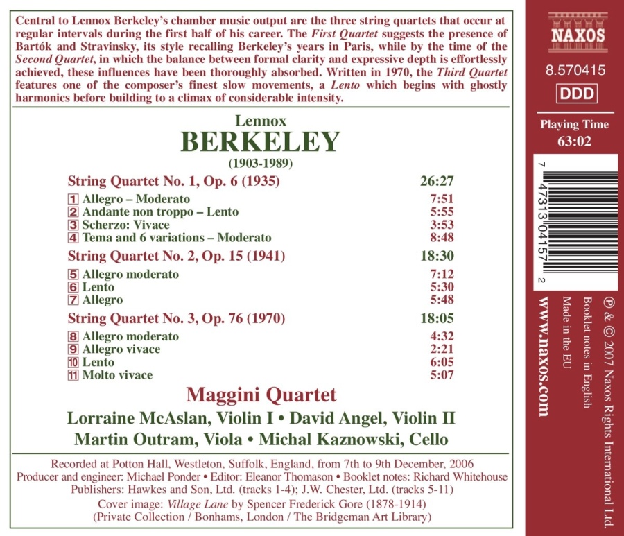Berkeley: String Quartets Nos. 1-3 - slide-1