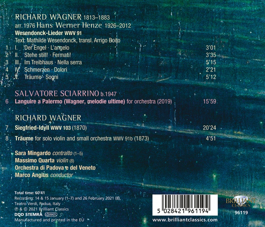 Wagner: Wesendonck Lieder; Siegfried Idyll, Träume; Sciarrino: Languire a Palernmo - slide-1