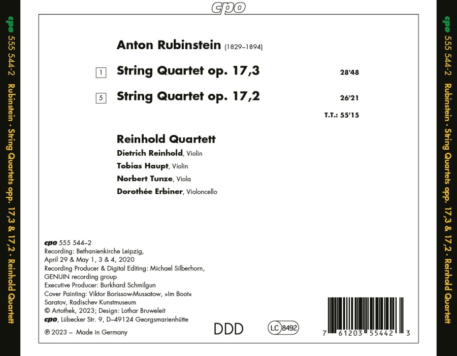 Rubinstein: String Quartets op. 17 Nos. 2 & 3 - slide-1