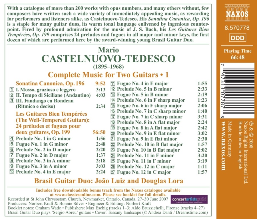 Castelnuovo-Tedesco, Mario : Music for Two Guitars Vol. 1 / 8.570778 - slide-1