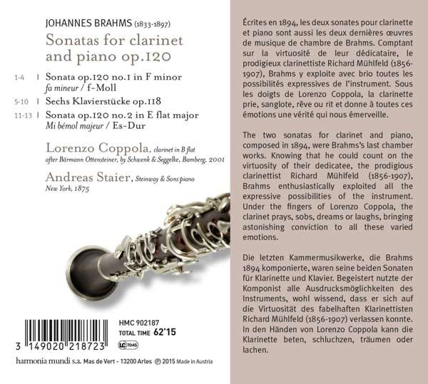 Brahms: Sonatas for clarinet & piano; 6 Klavierstücke op. 118 - slide-1
