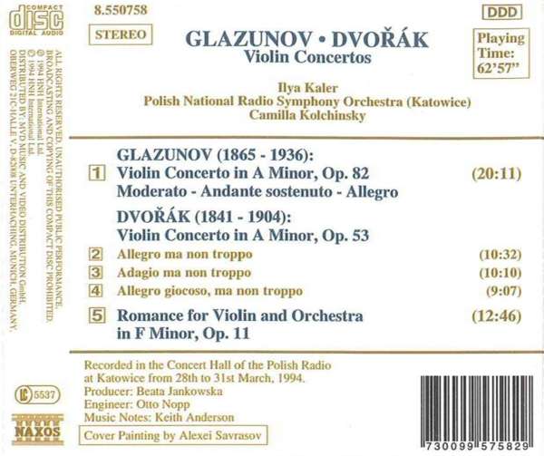 GLAZUNOV / DVORAK: Violin Concertos - slide-1