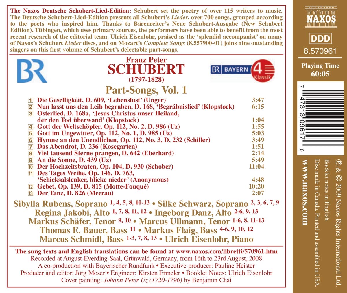 SCHUBERT: Part Songs Vol. 1 - slide-1