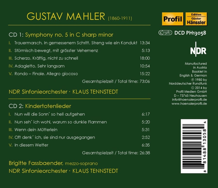 Mahler: Symphony no. 5, Kindertotenlieder - slide-1