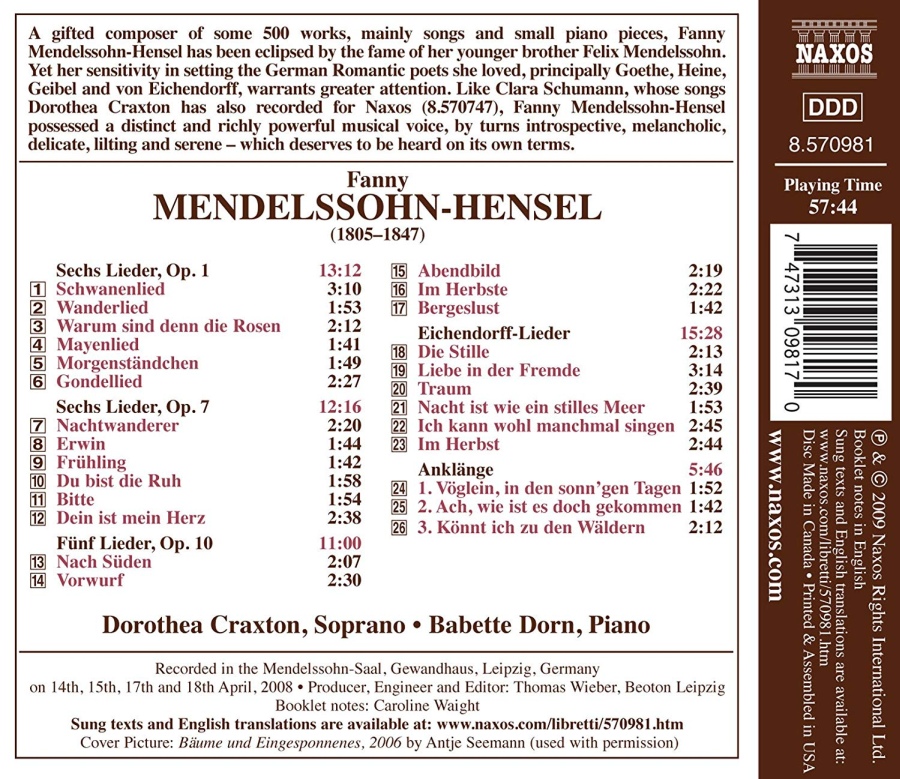 Mendelssohn-Hensel: Songs Vol. 1 - slide-1