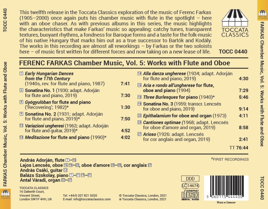 Farkas: Chamber Music Vol. 5 - Works with flute and oboe - slide-1
