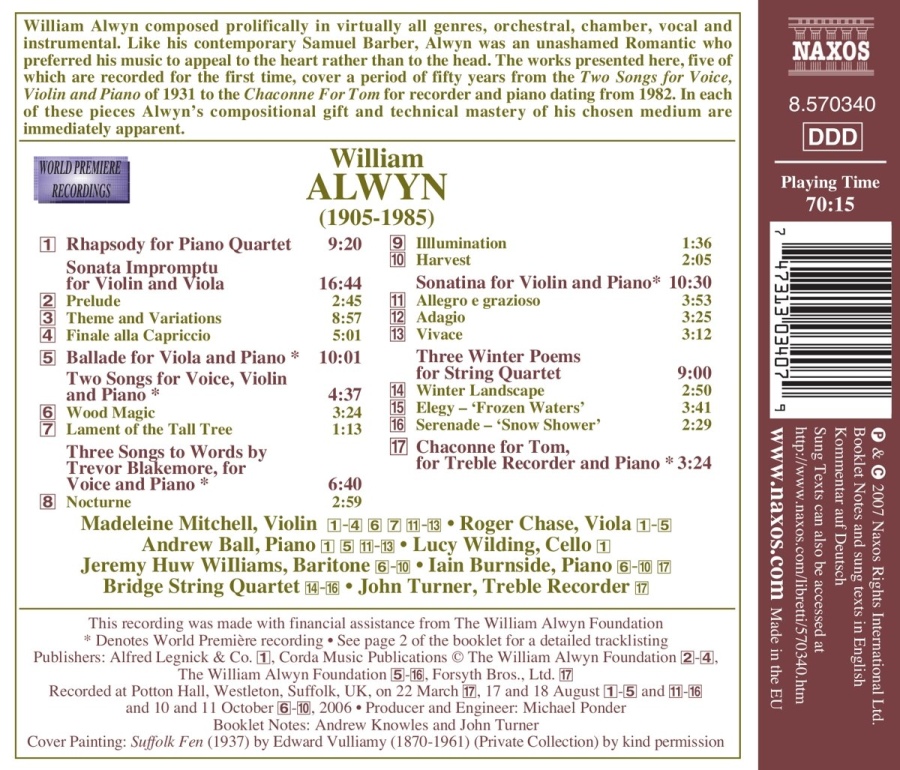 ALWYN: Chamber Music and Songs - slide-1