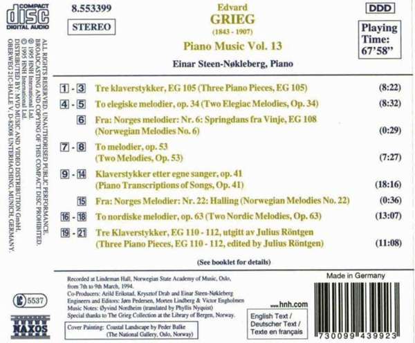 GRIEG: Piano Music vol.13 - slide-1