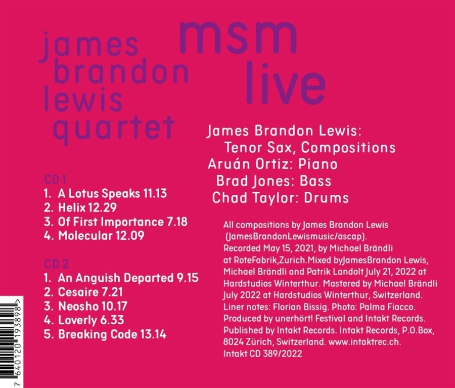 James Brandon Lewis Quartet: MSM Molecular Systematic Music Live - slide-1