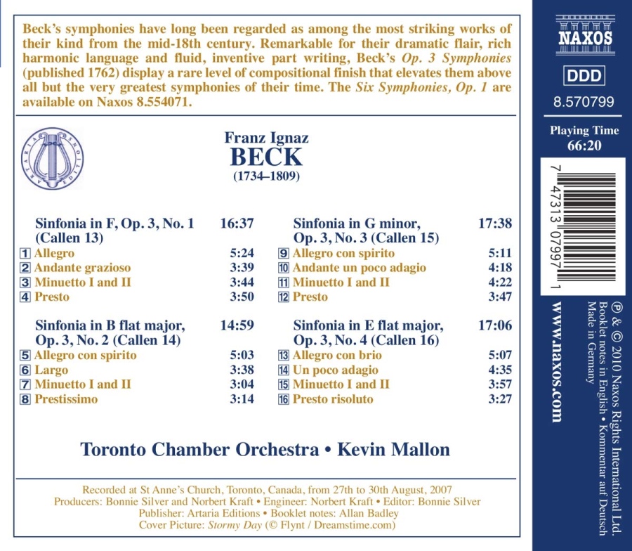 Beck: Symphonies Op. 3 Nos. 1-4 - slide-1