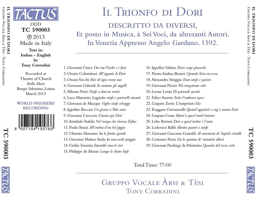 Il trionfo di Dori, Venezia 1592 - Gabrieli, Palestrina, Striggio, ... - slide-1