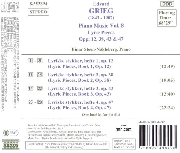 GRIEG: Piano Music vol. 8 - slide-1