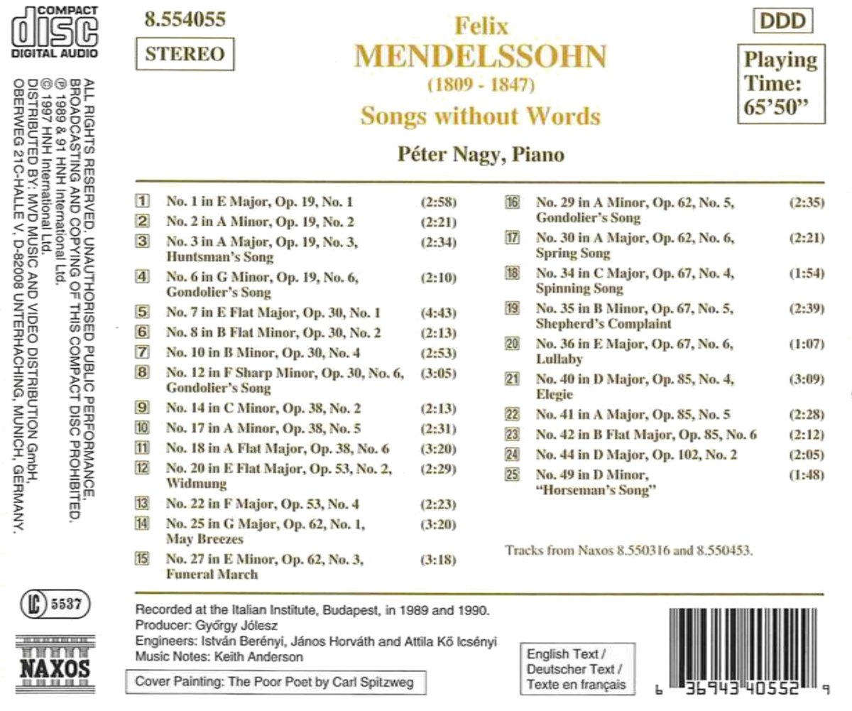 MENDELSSOHN: Songs Without Words - slide-1