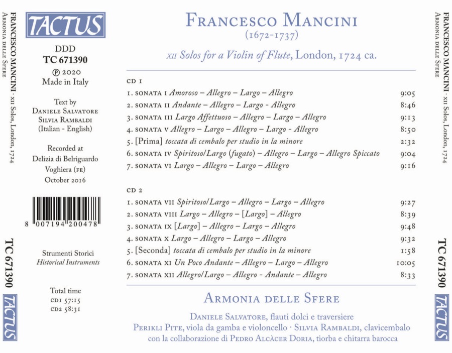Mancini: XII Solos, London 1724 - slide-1