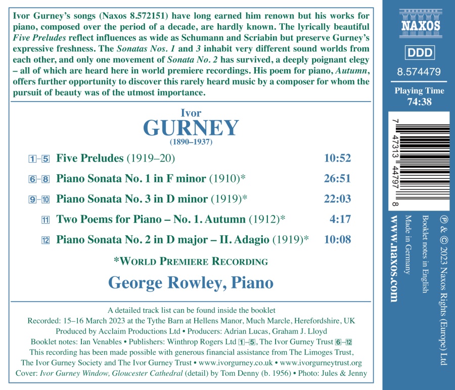 Gurney: Piano Sonatas Nos. 1 and 3 - slide-1