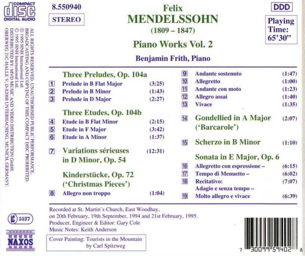 MENDELSSOHN: Piano Works vol. 2 - slide-1