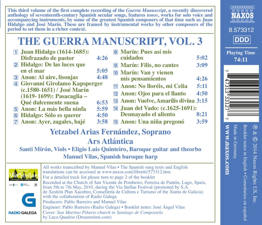 The Guerra Manuscript Vol. 3 - 17th Century Secular Spanish Vocal Music - slide-1