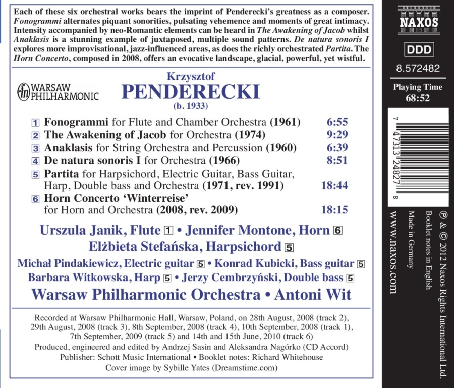 Penderecki: Fonogrammi, Horn Concerto, Partita, The Awakening of Jacob, Anaklasis, De natura sonoris - slide-1