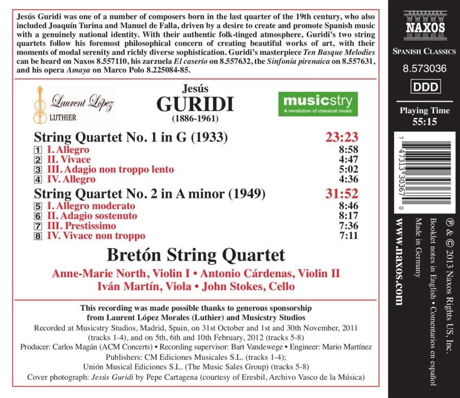 Guridi: String Quartets Nos. 1 & 2 - slide-1