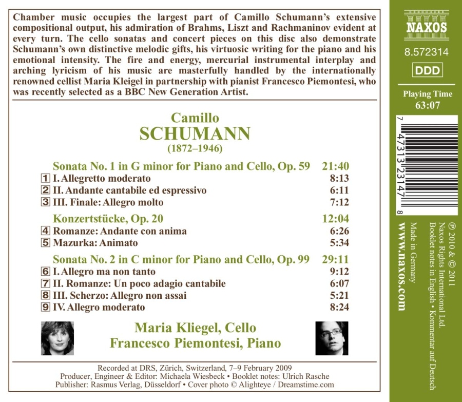 Schumann, C: Cello Sonatas Nos. 1 & 2, Konzertstücke - slide-1