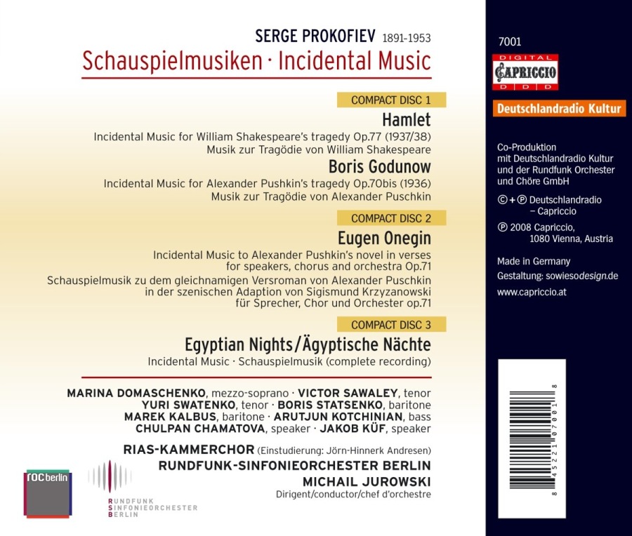 Die Schauspielmusiken - Hamlet, Boris Godunov, Eugen Onegin, Egyptian Nights (3 CD) - slide-1