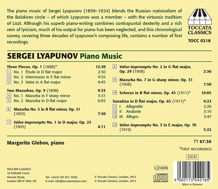 Lyapunov: Piano Music - slide-1