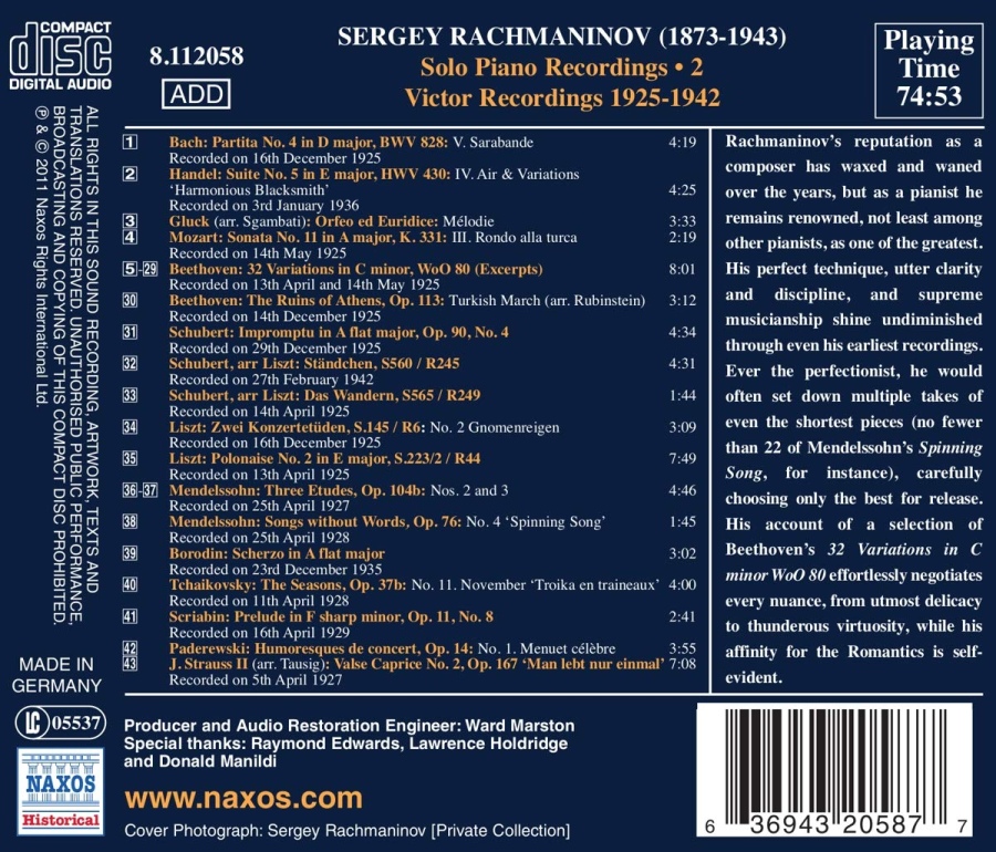 Rachmaninov: Solo Piano Recordings Vol. 2 - Beethoven, Mendelssohn, ... - slide-1