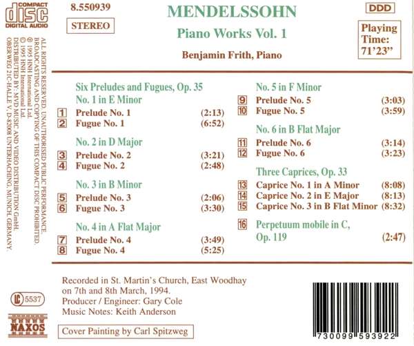 MENDELSSOHN: Piano Works vol. 1 - slide-1