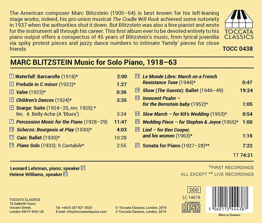 Blitzstein: Music for solo piano - slide-1