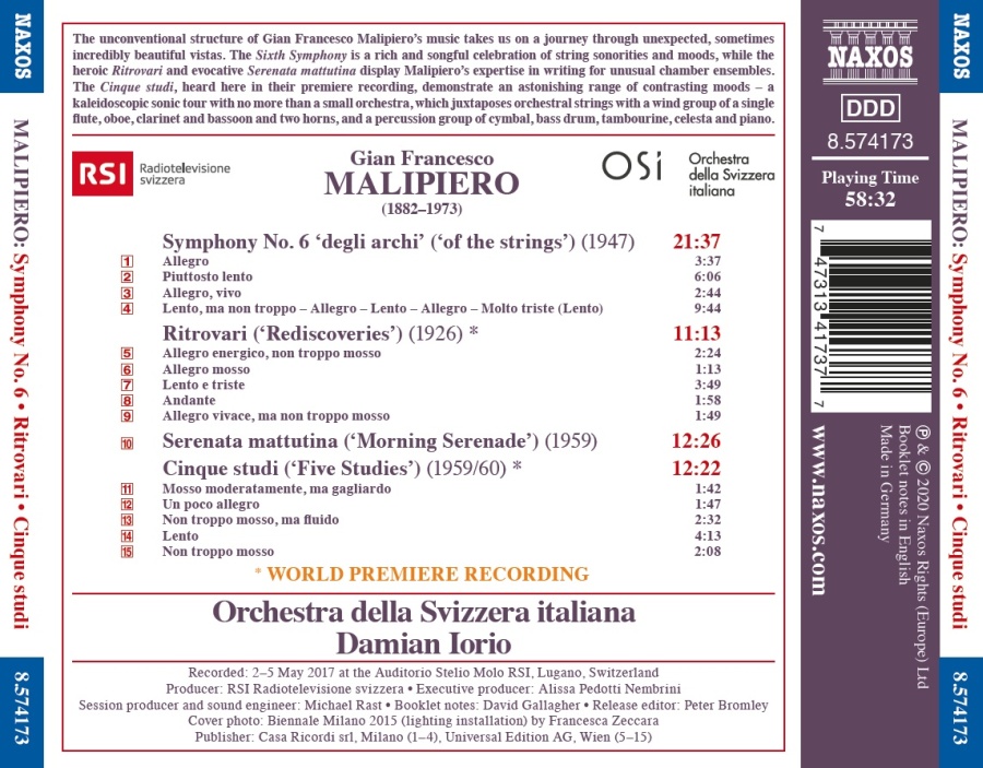Malipiero: Symphony No. 6; Ritrovari; Serenata mattutina; Cinque studi - slide-1